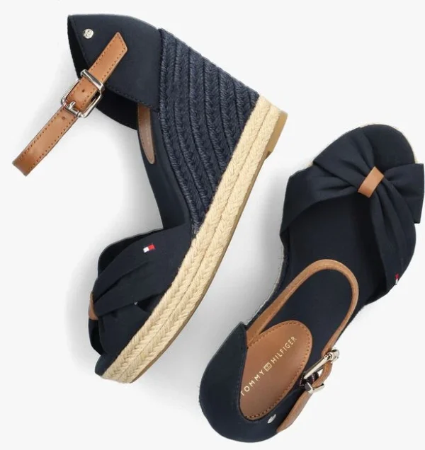 Nouveau Tommy Hilfiger Basic Open Toe High Wedge Espadrilles En Bleu 6
